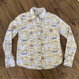 Anthropologie Odille Whimsical County Fair Print Button Down Shirt